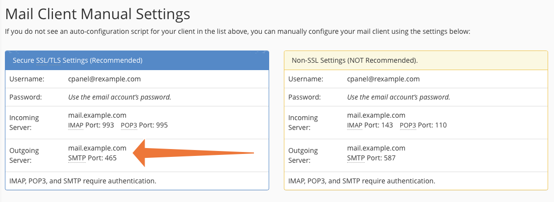 mail client manual settings