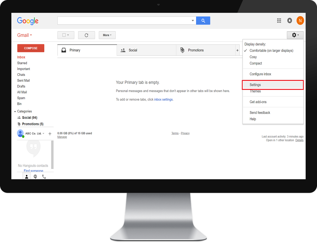 Webmail in Gmail Desktop Step 1