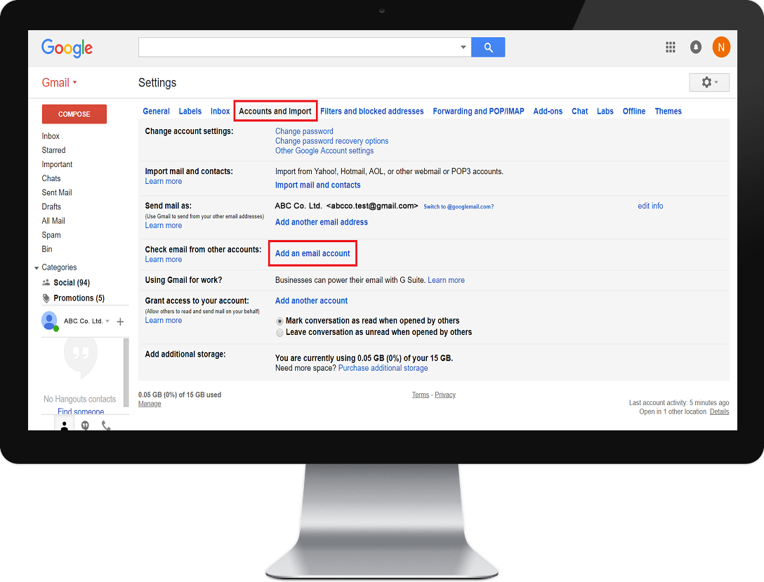 Webmail in Gmail Desktop Step 2