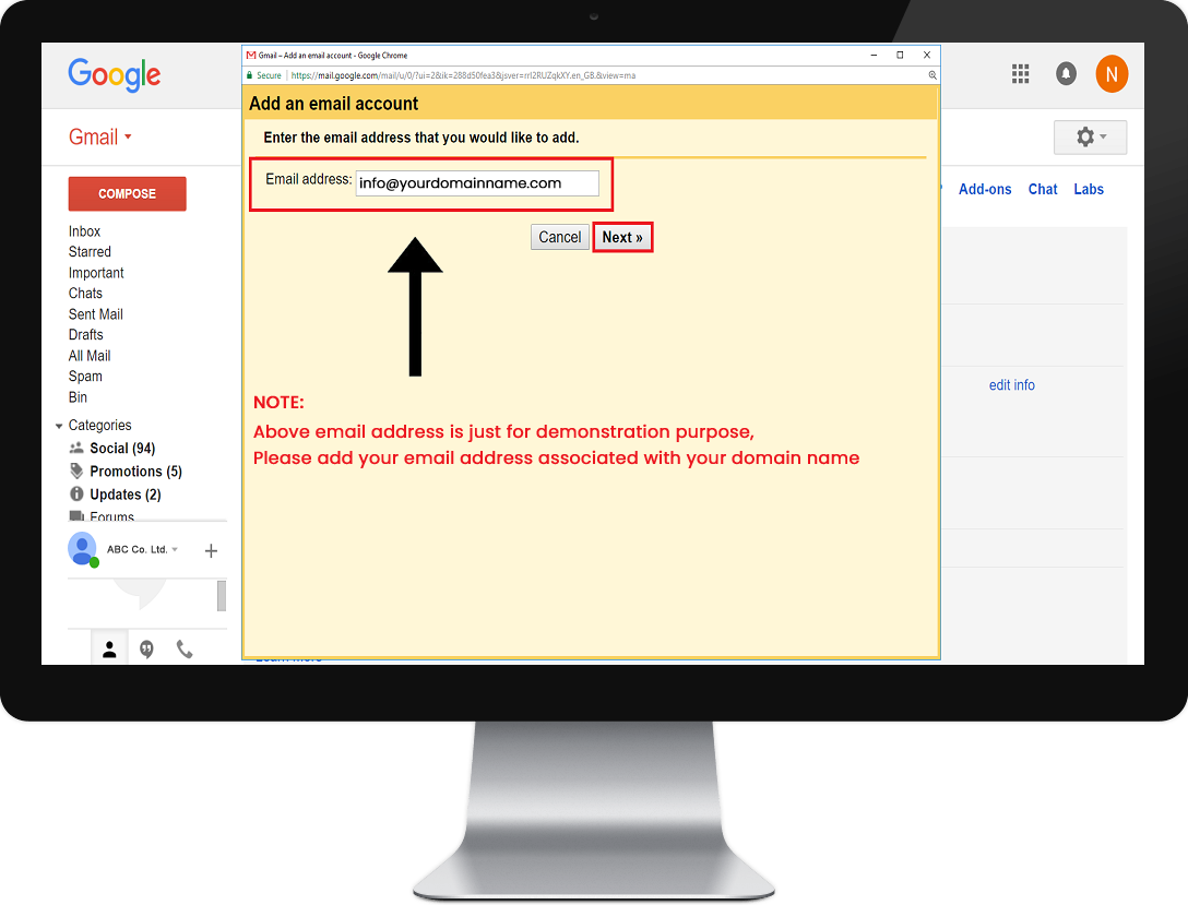 Webmail in Gmail Desktop Step 3