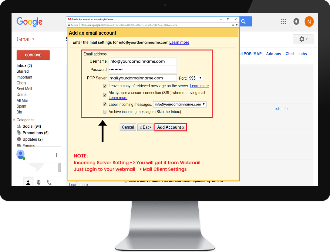 Webmail in Gmail Desktop Step 5