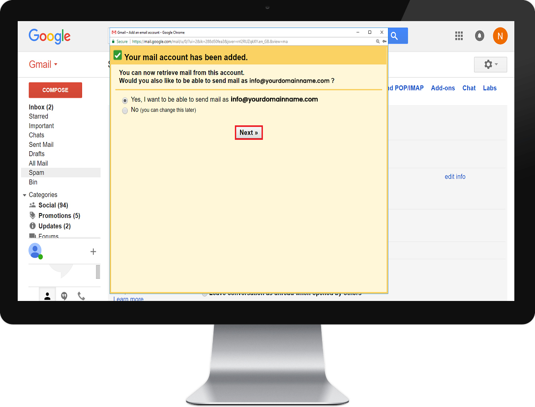 Webmail in Gmail Desktop Step 6