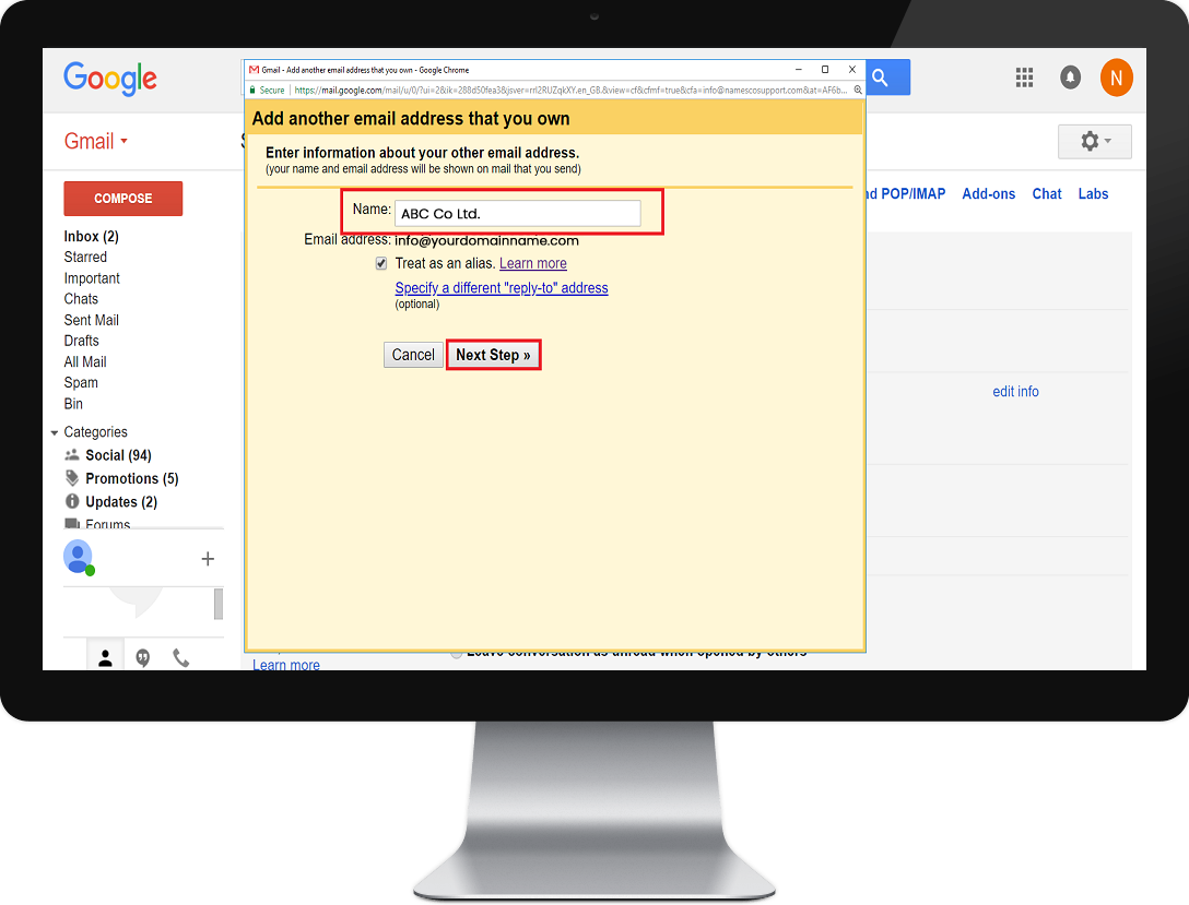 Webmail in Gmail Desktop Step 7
