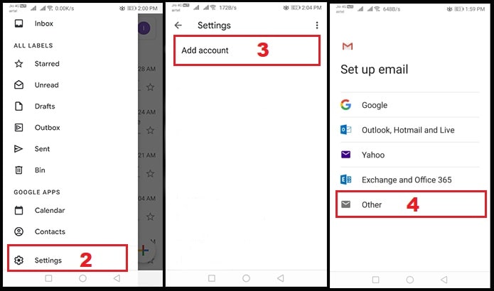 Webmail in Gmail Mobile Step 1