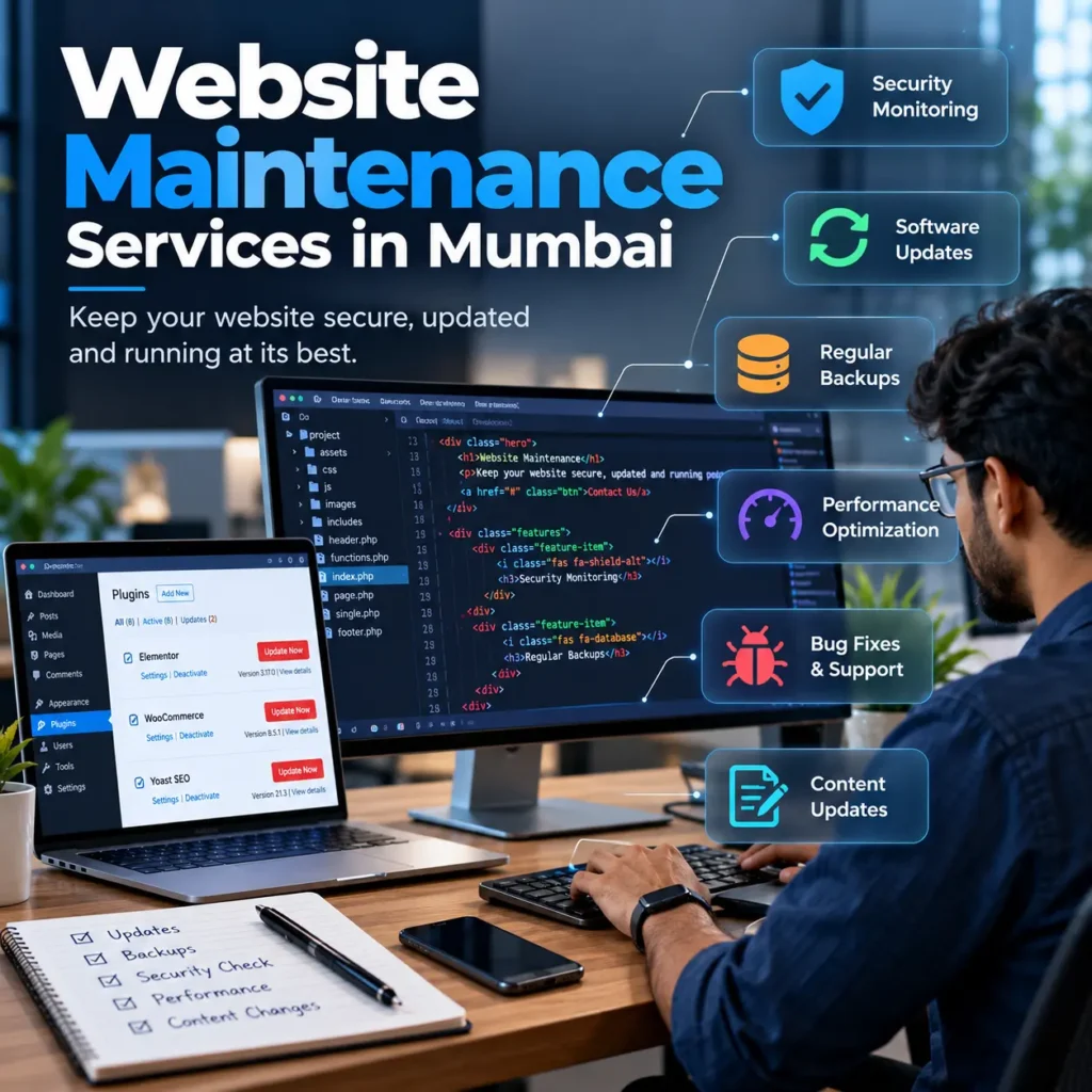 Website maintenance specialist managing website code, WordPress updates, security, and performance